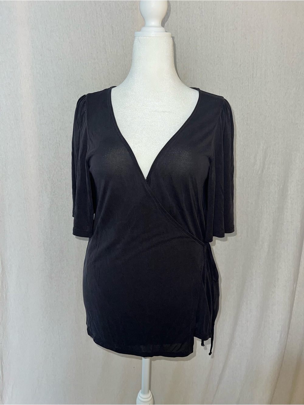 Blue Wrap-Front Women's Top
